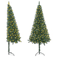 vidaXL Rohový umelý vianočný stromček s LED zelený 120cm PVC - cena, porovnanie