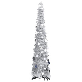vidaXL Rozkladací umelý vianočný stromček strieborný 120cm PET