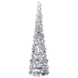 vidaXL Rozkladací umelý vianočný stromček strieborný 180cm PET