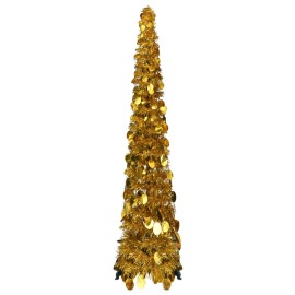 vidaXL Rozkladací umelý vianočný stromček, zlatý 120 cm , PET