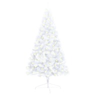 vidaXL Umelý polovičný vianočný stromček LED podstavec biely 120cm PVC - cena, porovnanie