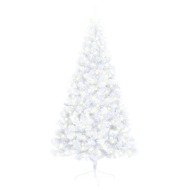vidaXL Umelý polovičný vianočný stromček LED podstavec biely 150cm PVC - cena, porovnanie