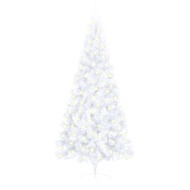 vidaXL Umelý polovičný vianočný stromček LED podstavec biely 180cm PVC - cena, porovnanie