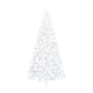 vidaXL Umelý polovičný vianočný stromček LED podstavec biely 240cm PVC - cena, porovnanie
