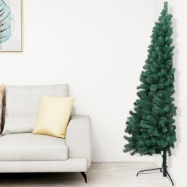 vidaXL Umelý polovičný vianočný stromček s podstavcom,zelený 180cm ,PVC