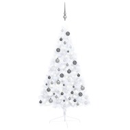 vidaXL Umelý pol vianočný stromček s LED a guľami biely 120cm PVC - cena, porovnanie