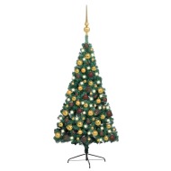 vidaXL Umelý vianočný polovičný stromček s LED a súpravou gulí zelený 150cm - cena, porovnanie
