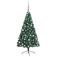 vidaXL Umelý vianočný pol stromček s LED a guľami zelený 240cm - cena, porovnanie
