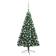vidaXL Umelý vianočný pol stromček s LED a sadou gulí zelený 120cm - cena, porovnanie