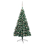 vidaXL Umelý vianočný pol stromček s LED a sadou gulí zelený 150cm