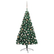 vidaXL Umelý vianočný pol stromček s LED a sadou gulí zelený 240cm