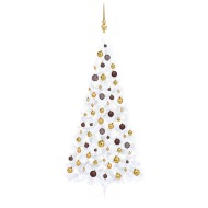 vidaXL Umelý vianočný pol stromček s LED a súpravou gulí biely 240cm - cena, porovnanie