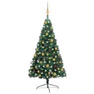 vidaXL Umelý vianočný pol stromček s LED a súpravou gulí zelený 120cm - cena, porovnanie