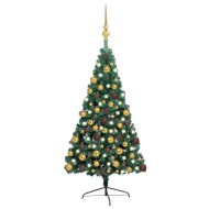 vidaXL Umelý vianočný pol stromček s LED a súpravou gulí zelený 180cm - cena, porovnanie