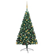 vidaXL Umelý vianočný pol stromček s LED a súpravou gulí zelený 240cm - cena, porovnanie