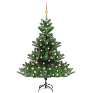 vidaXL Umelý vianočný stromček jedľa Nordmann LED a gule zelený 120cm - cena, porovnanie