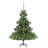 vidaXL Umelý vianočný stromček jedľa Nordmann LED a gule zelený 150cm - cena, porovnanie
