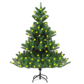 vidaXL Umelý vianočný stromček jedľa Nordmann s LED zelený 120cm