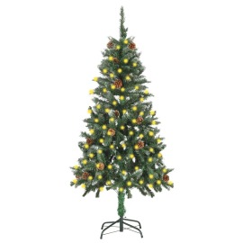 vidaXL Umelý vianočný stromček LED a borovicové šišky 150cm