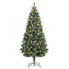 vidaXL Umelý vianočný stromček LED a borovicové šišky 180cm