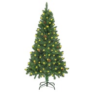 vidaXL Umelý vianočný stromček LED a borovicové šišky zelený 150cm - cena, porovnanie
