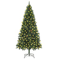 vidaXL Umelý vianočný stromček LED a borovicové šišky zelený 210cm - cena, porovnanie