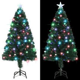 vidaXL Umelý vianočný stromček, podstavec a LED 120 cm , optické vlákno