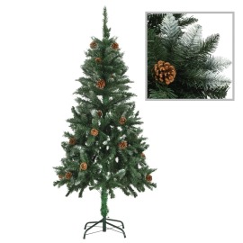 vidaXL Umelý vianočný stromček s borovicovými šiškami biele vetvičky 150cm