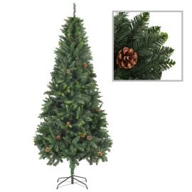 vidaXL Umelý vianočný stromček s borovicovými šiškami zelený 210cm
