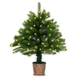 vidaXL Umelý vianočný stromček s LED 65cm zelený