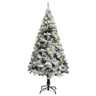 vidaXL Umelý vianočný stromček s LED a chumácm i snehu zelený 180cm - cena, porovnanie