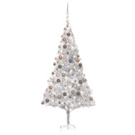 vidaXL Umelý vianočný stromček s LED a guľami 240cm strieborný PET - cena, porovnanie