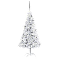 vidaXL Umelý vianočný stromček s LED a guľami strieborný 150cm PET - cena, porovnanie