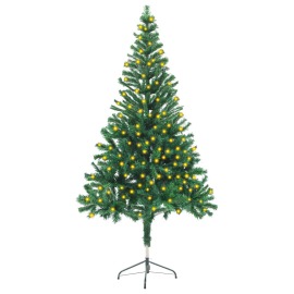 vidaXL Umelý vianočný stromček s LED a podstavcom 150cm 380 vetvičiek