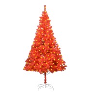 vidaXL Umelý vianočný stromček s LED a podstavcom červený 180cm PVC - cena, porovnanie