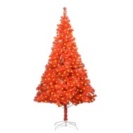 vidaXL Umelý vianočný stromček s LED a podstavcom červený 210cm PVC - cena, porovnanie