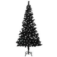 vidaXL Umelý vianočný stromček s LED a podstavcom čierny 240cm PVC - cena, porovnanie