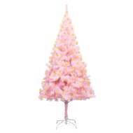 vidaXL Umelý vianočný stromček s LED a podstavcom ružový 180cm PVC - cena, porovnanie