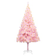 vidaXL Umelý vianočný stromček s LED a podstavcom ružový 210cm PVC - cena, porovnanie