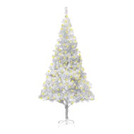 vidaXL Umelý vianočný stromček s LED a podstavcom strieborný 180cm PET - cena, porovnanie