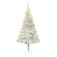 vidaXL Umelý vianočný stromček s LED a podstavcom strieborný 210cm - cena, porovnanie