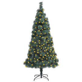 vidaXL Umelý vianočný stromček s LED a podstavcom zelený 120cm PET
