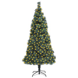 vidaXL Umelý vianočný stromček s LED a podstavcom zelený 210cm PET