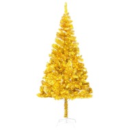 vidaXL Umelý vianočný stromček s LED a podstavcom zlatý 180cm PET - cena, porovnanie
