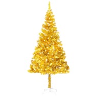 vidaXL Umelý vianočný stromček s LED a podstavcom zlatý 240cm PET - cena, porovnanie