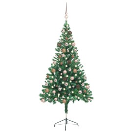 vidaXL Umelý vianočný stromček s LED a sadou gulí 150cm 380 vetvičiek