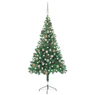 vidaXL Umelý vianočný stromček s LED a sadou gulí 150cm 380 vetvičiek - cena, porovnanie