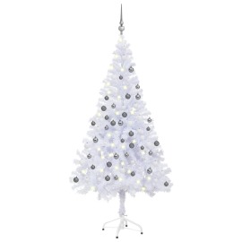 vidaXL Umelý vianočný stromček s LED a sadou gulí 180cm 620 vetvičiek