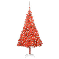 vidaXL Umelý vianočný stromček s LED a sadou gulí 240cm červený PVC - cena, porovnanie