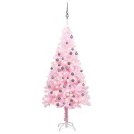 vidaXL Umelý vianočný stromček s LED a sadou gulí ružový 120cm PVC - cena, porovnanie